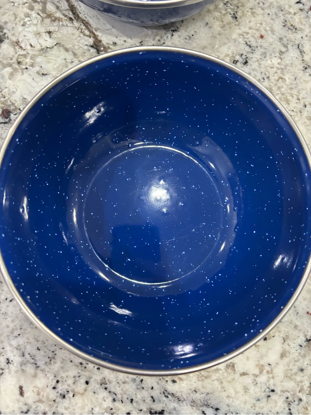 Blue Enamel Speckled Camping Dish Set Vintage Farmhouse Decor - Picture 13 of 16